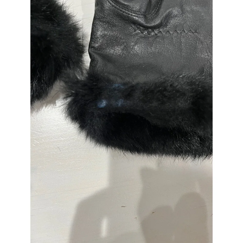 Leather Gloves with Rabbit Fur Cuffs Women's Dress Gloves Winter‎
